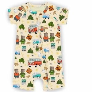 NEW SUTTONS BUTTONS ADVENTURE BEARS SHORTY ZIP UP ONE PIECE 12-18 MONTHS